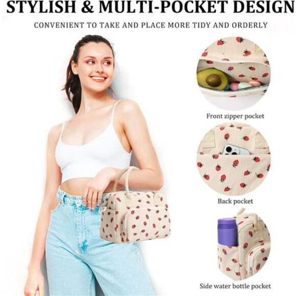 Large Insulated Lunch Bag Leakproof Cooler Tote for Work School Picnic Travel - Picture 3 of 7